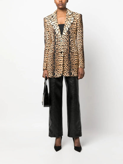 Leopard-Print Single-Breasted Blazer