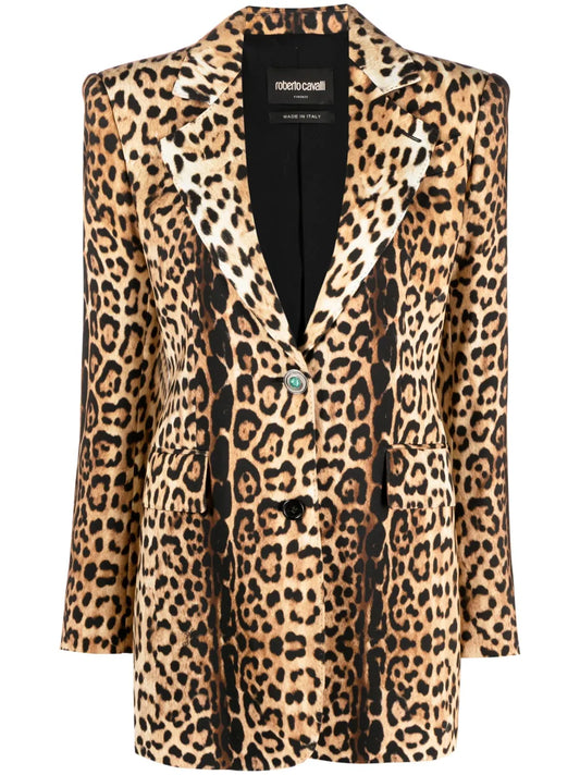 Leopard-Print Single-Breasted Blazer