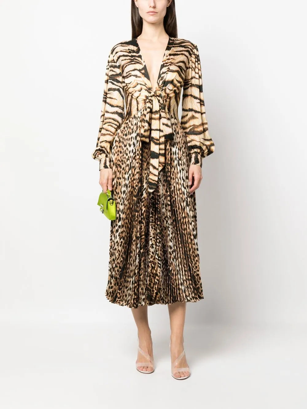 Animal-Print Knot-Font Midi Dress