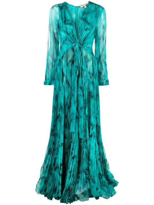 V-Neck Silk Long Dress