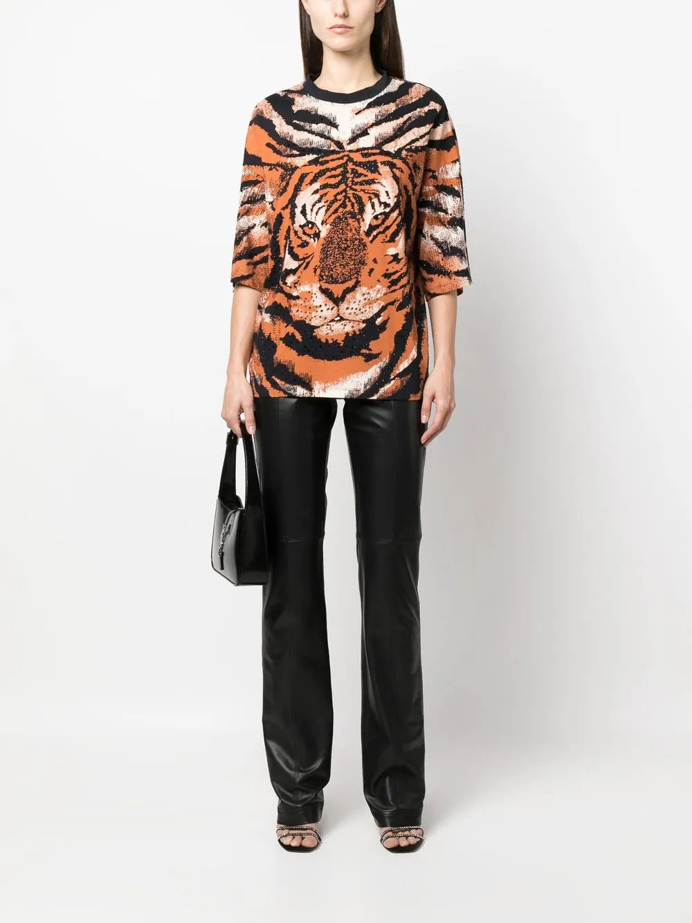Embellished Tiger-Print Top