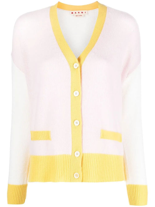 Contrasting-Trim Knit Cardigan