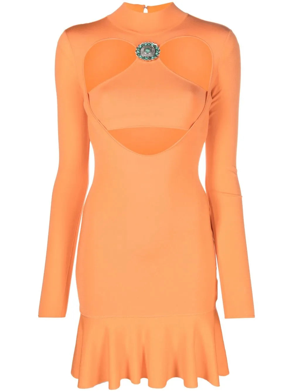 Cut-Out Ruffled-Hem Mini Dress