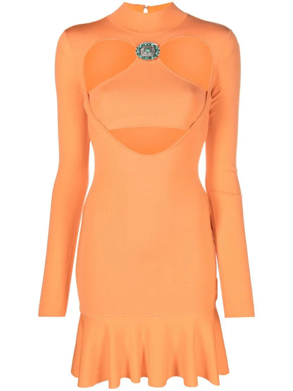 Cut-Out Ruffled-Hem Mini Dress