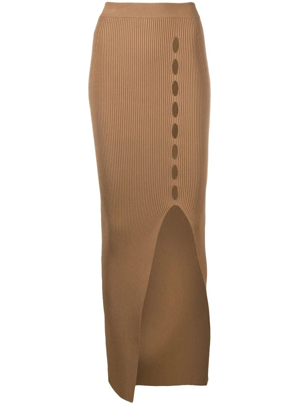Perforated Ribbed-Knit Skirt