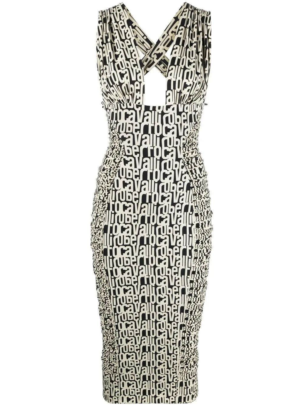 Logo Print Halterneck Midi Dress