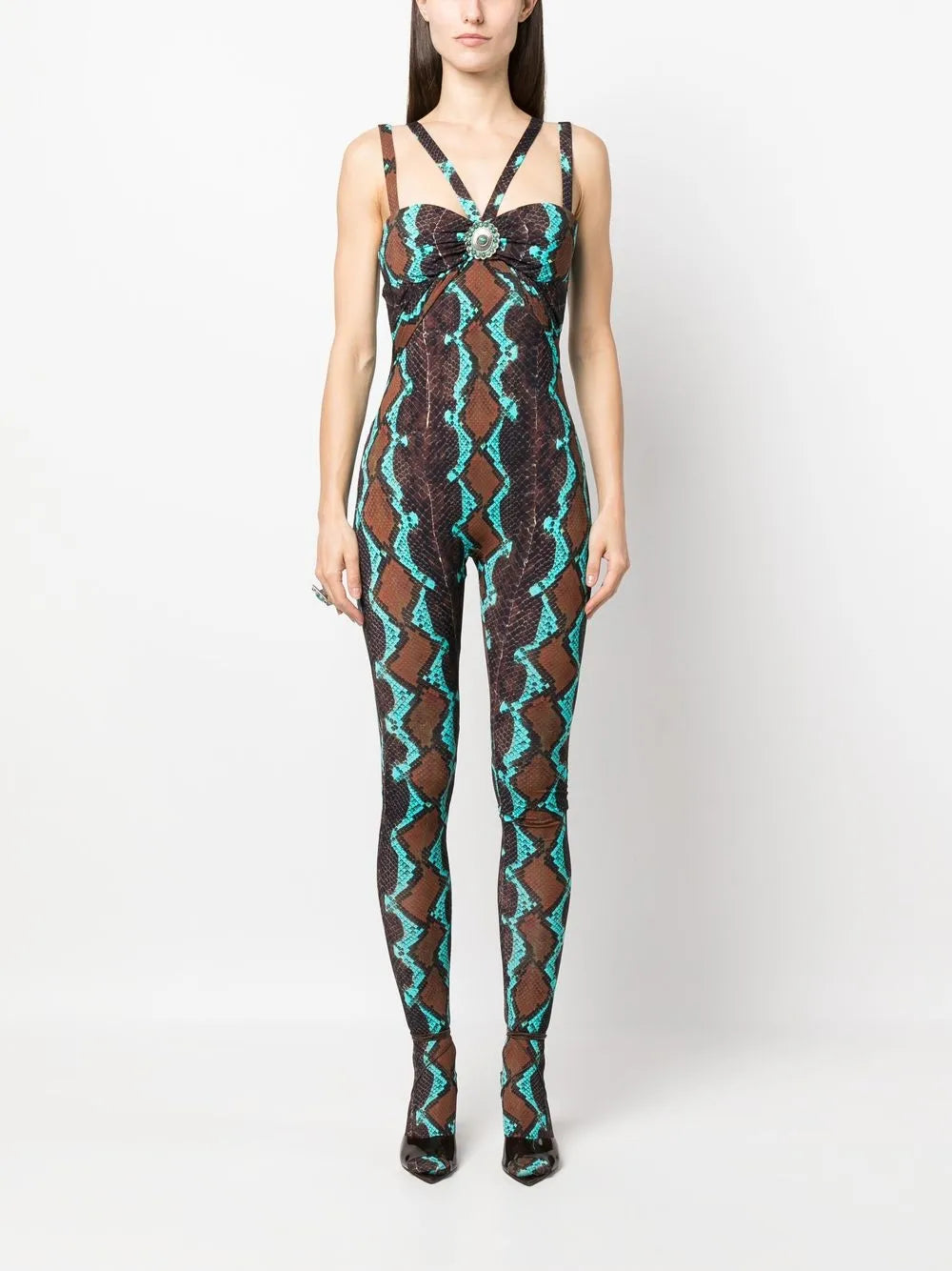 Snakeskin-Print Stretch Jumpsuit