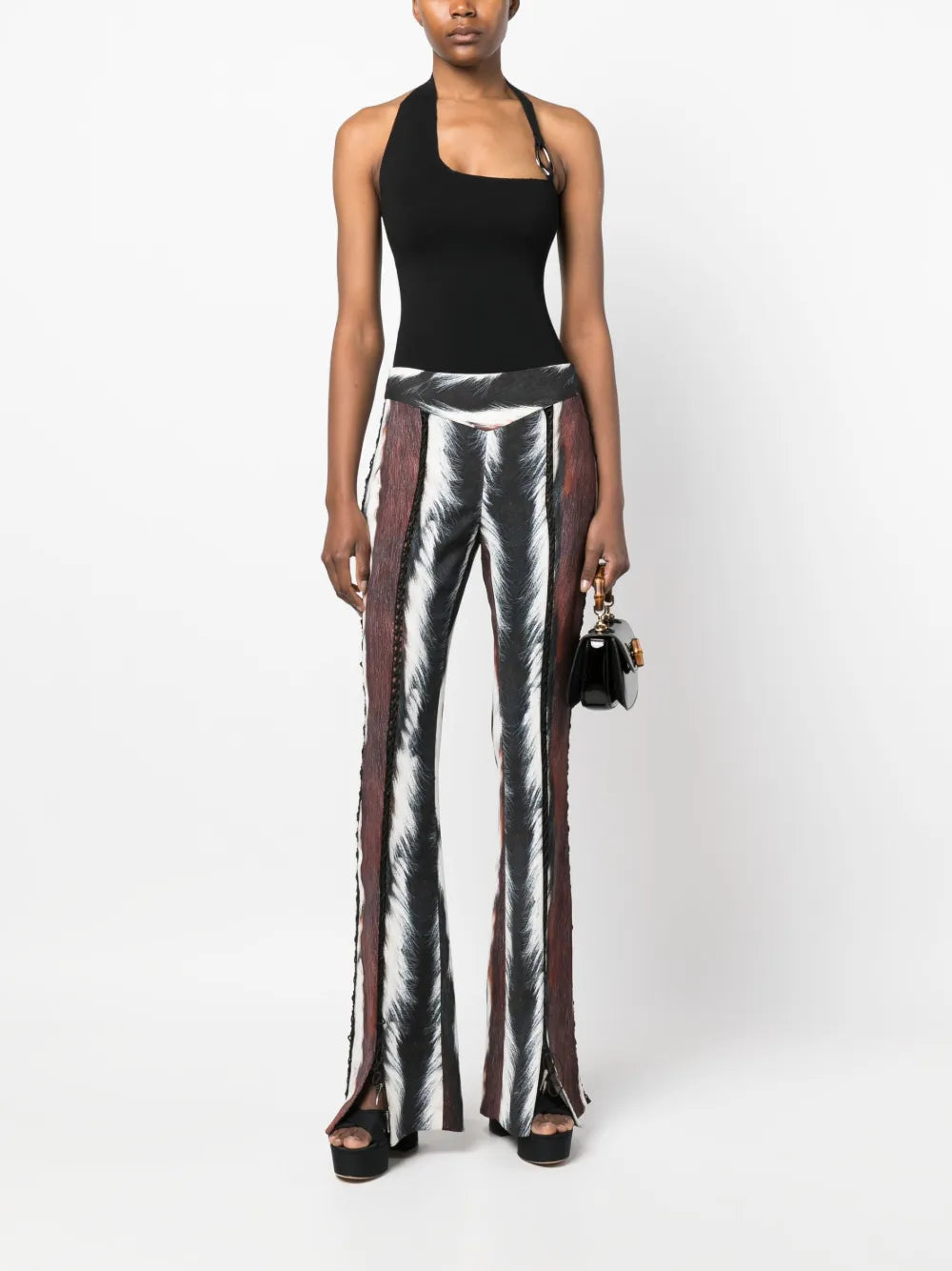 Animal-Print Lace-Up Trousers