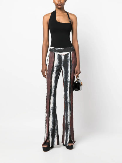 Animal-Print Lace-Up Trousers