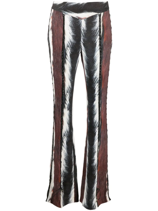 Animal-Print Lace-Up Trousers