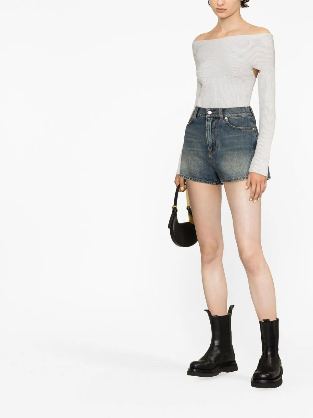 Flared Denim Shorts
