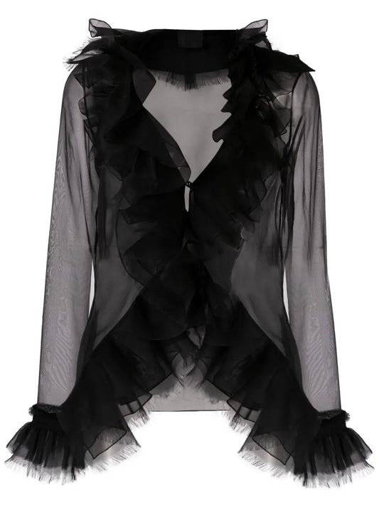 Ruffled Silk-Organza Blouse