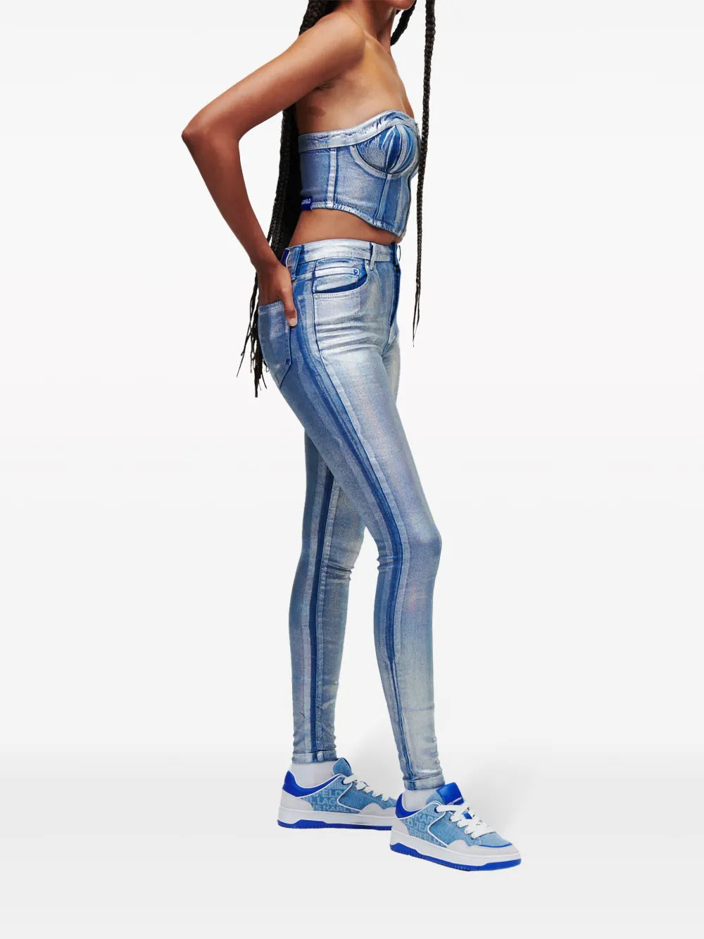 Klj-Appliqué Denim Bustier Top