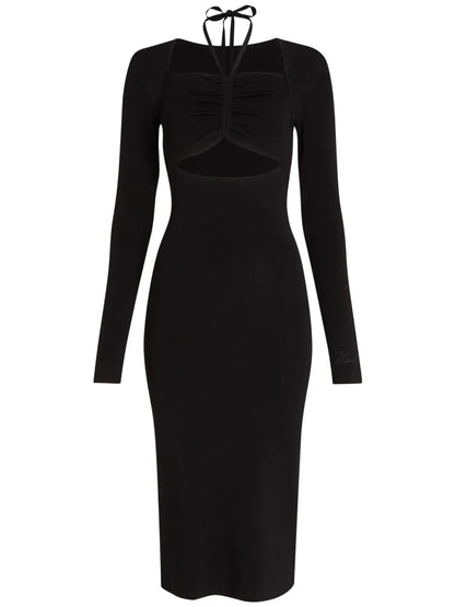Cut-Out Long Sleeve Knit Dress