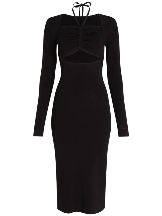 Cut-Out Long Sleeve Knit Dress