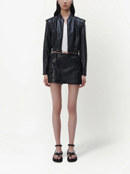 Doreen Cropped Leather Jacket