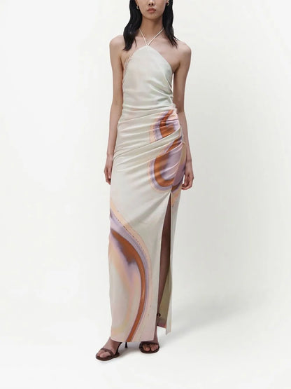 Hansel Marble-Print Gown
