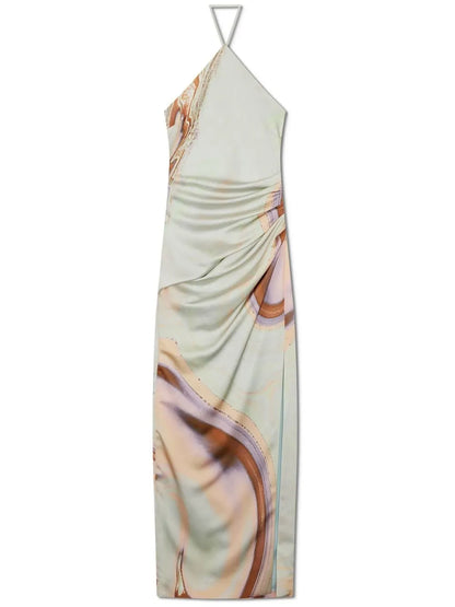 Hansel Marble-Print Gown