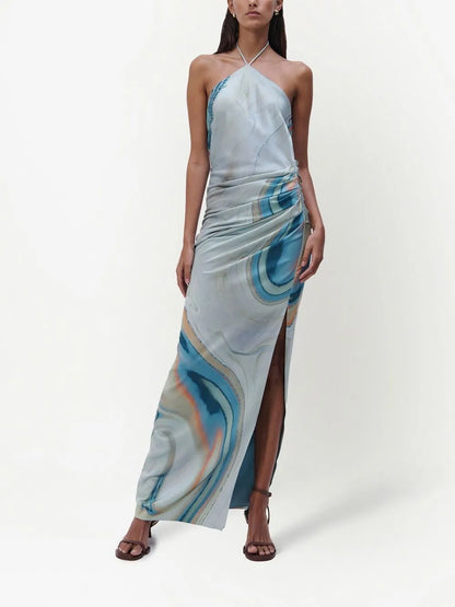 Hansel Marble-Print Gown