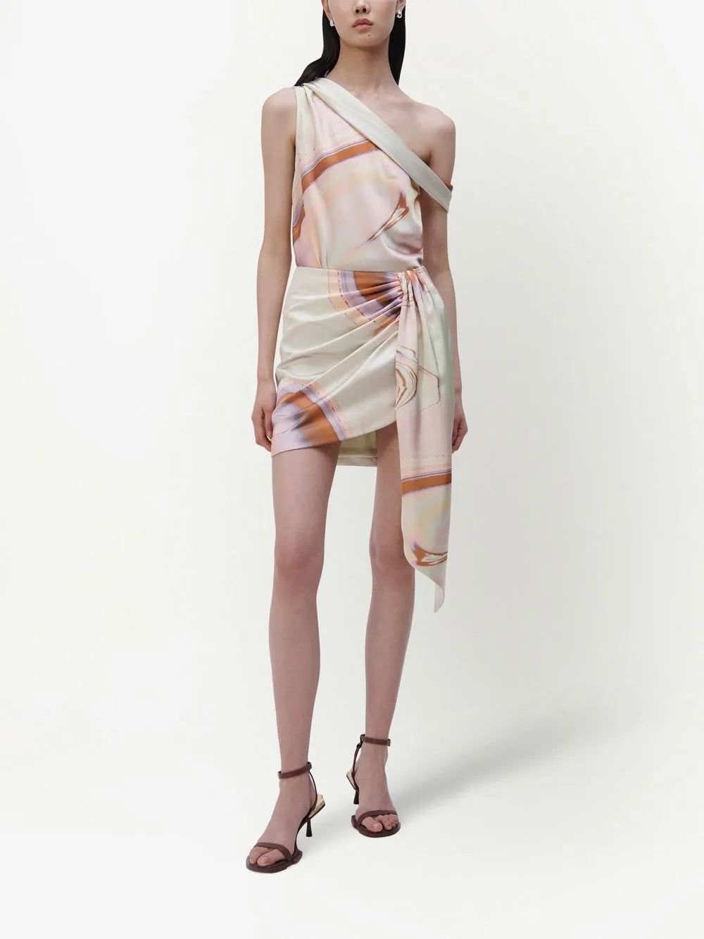 Mae Marble-Print Fitted Skirt