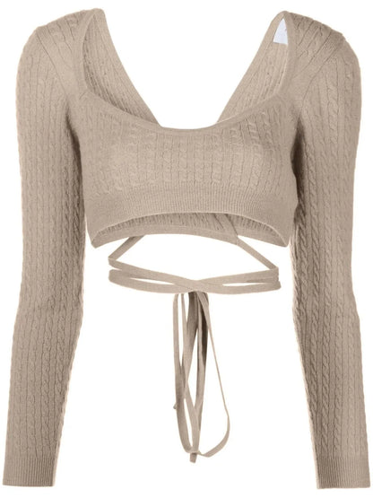 Cropped Tie-Fastening Top