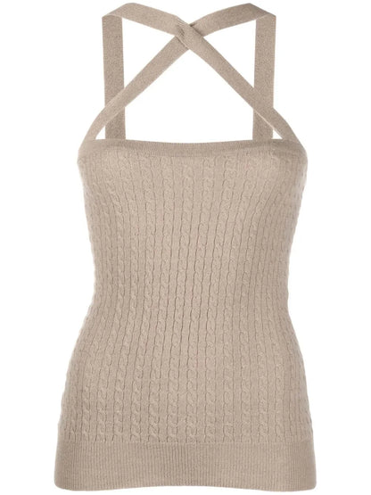 Cable-Knit Halterneck Top