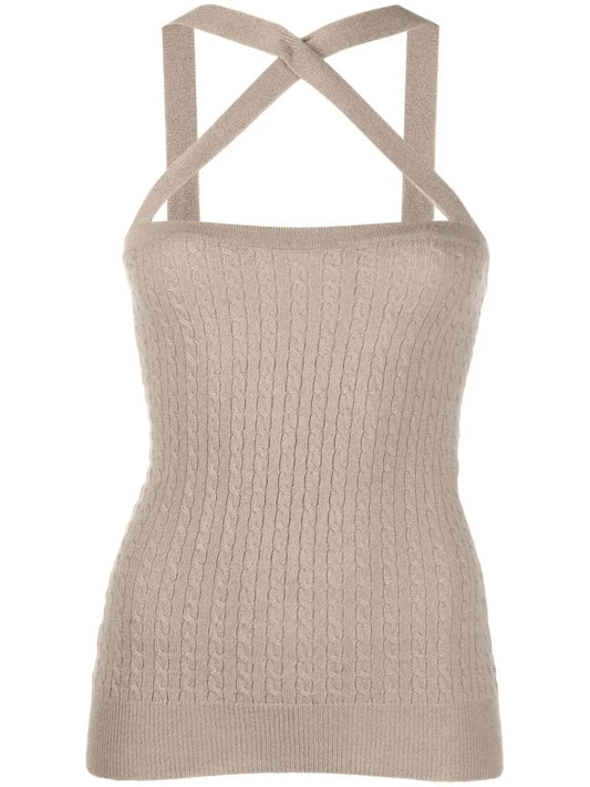 Cable-Knit Halterneck Top