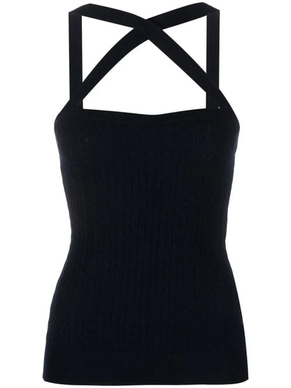 Cable-Knit Halterneck Top