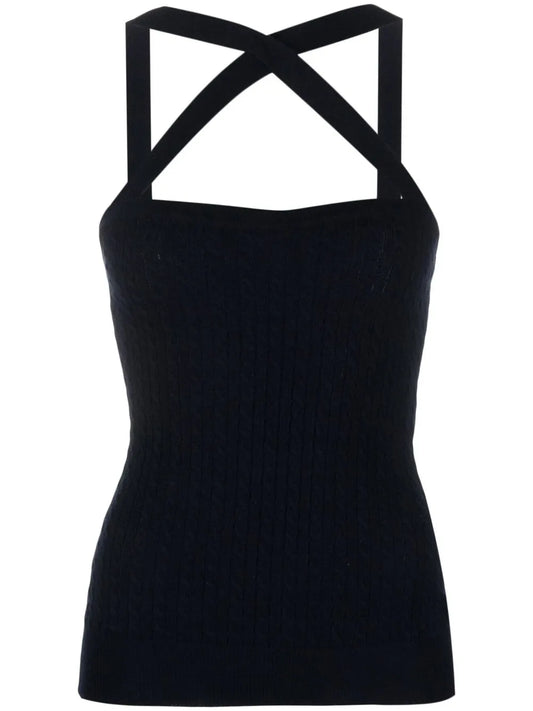 Cable-Knit Halterneck Top