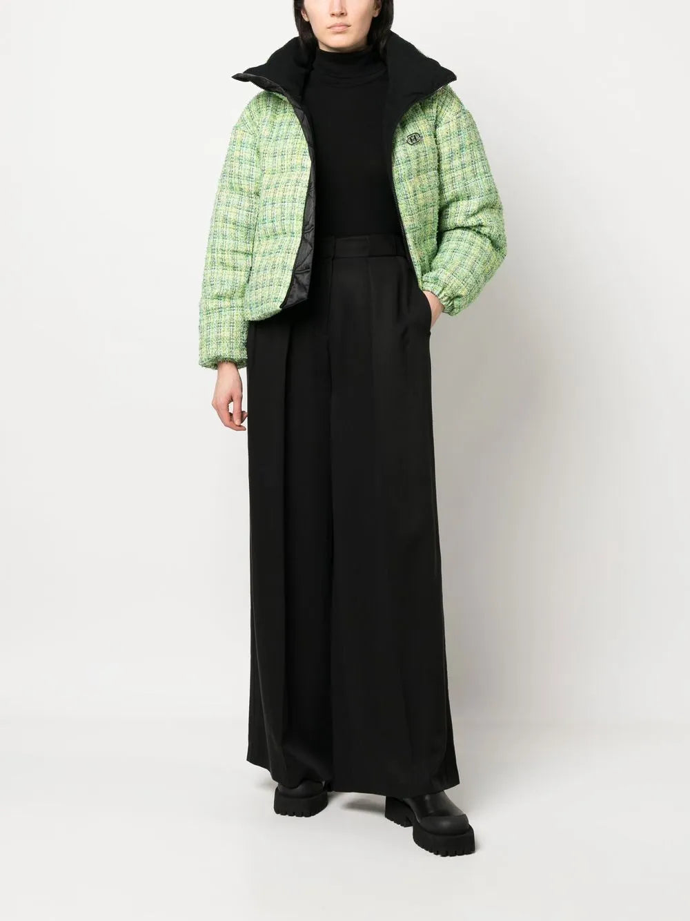 Bouclé Zip-Up Puffer Jacket