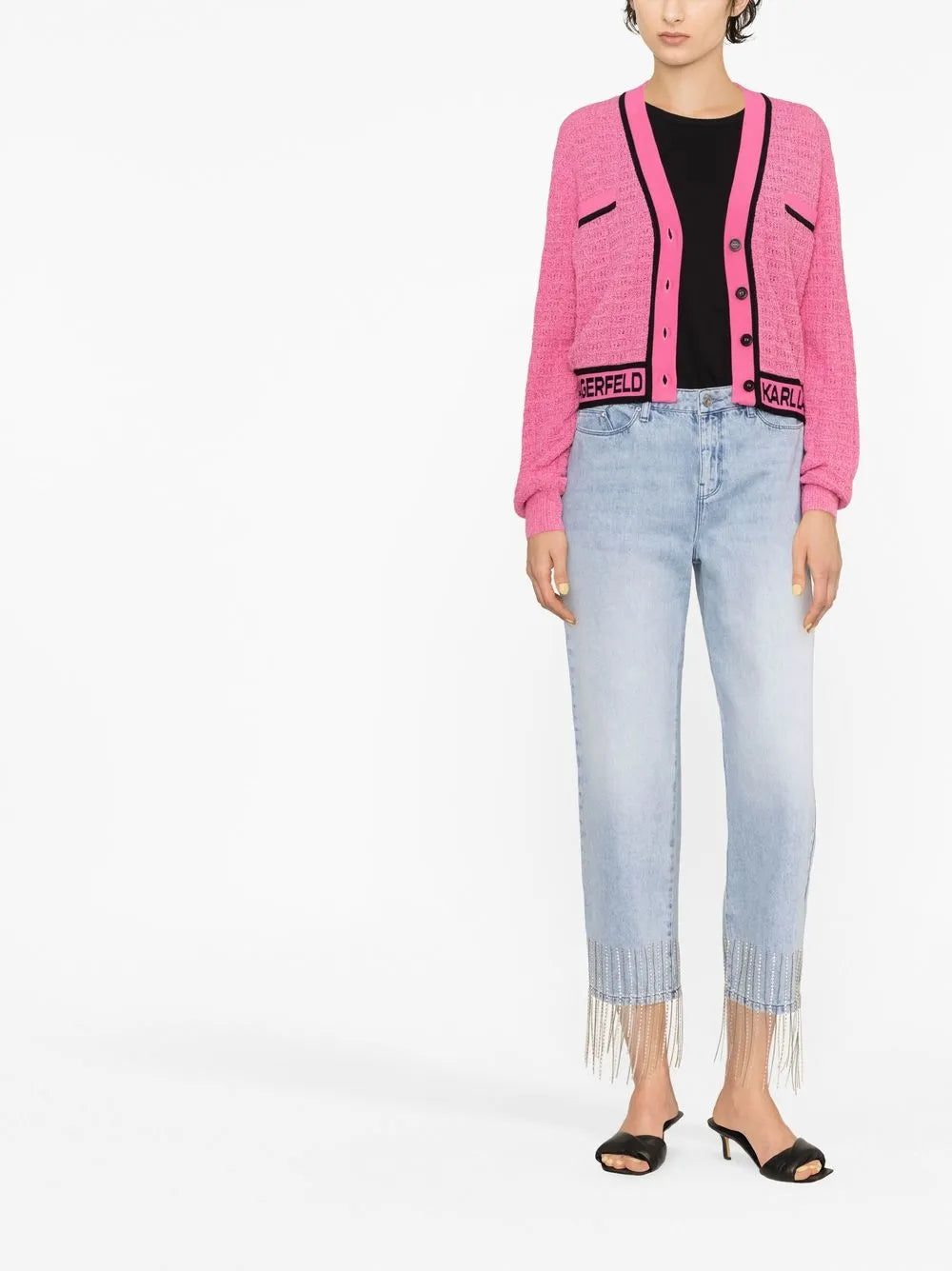 Fringe-Detail Cropped Jeans