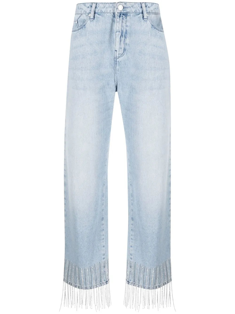 Fringe-Detail Cropped Jeans