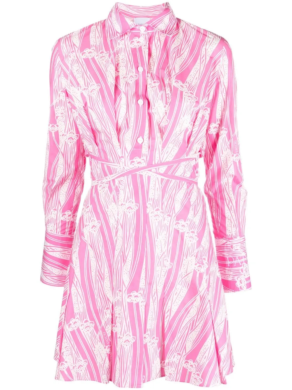 Printed Tie-Waisted Shirt Dress