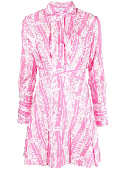 Printed Tie-Waisted Shirt Dress