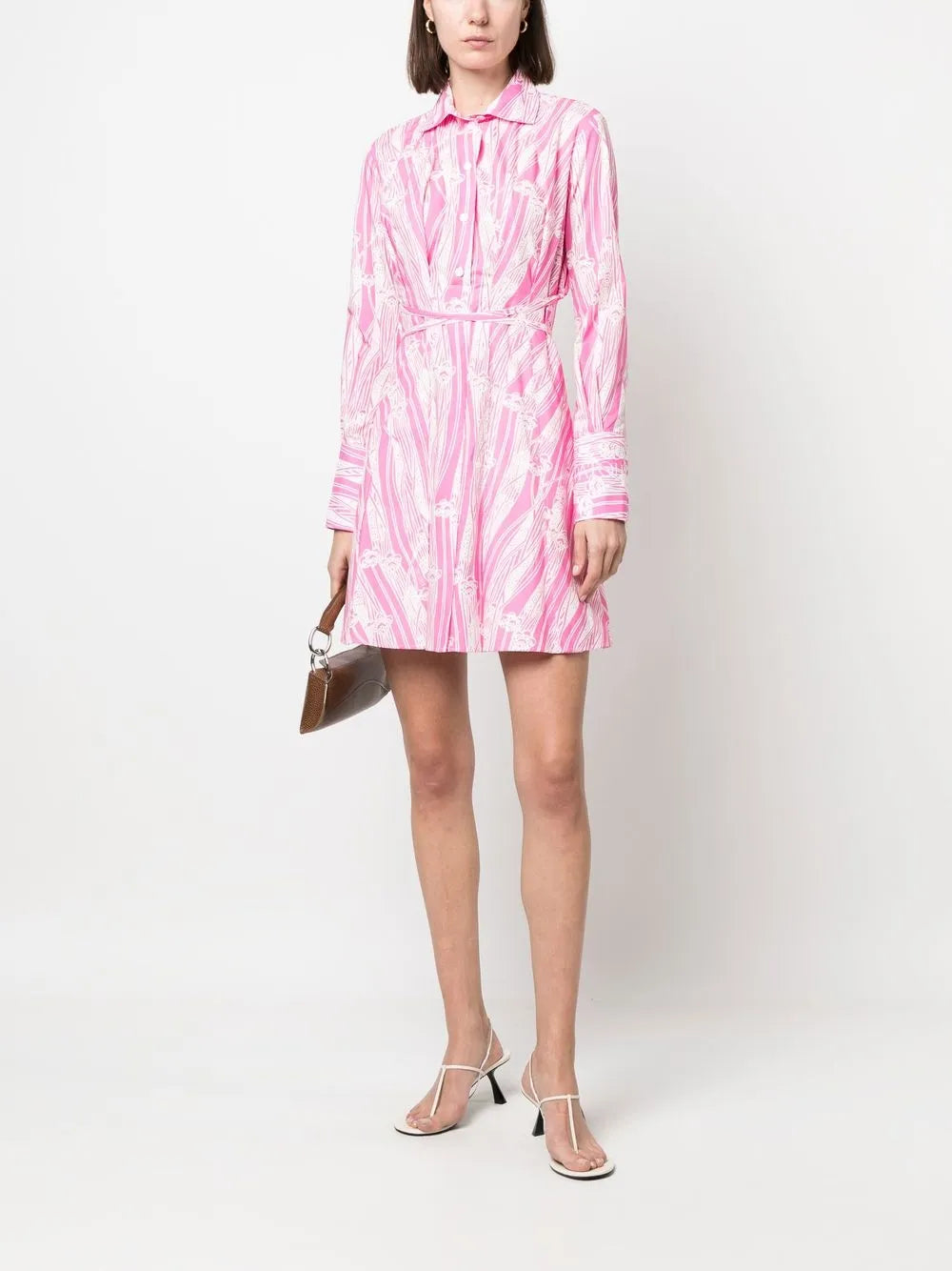 Printed Tie-Waisted Shirt Dress