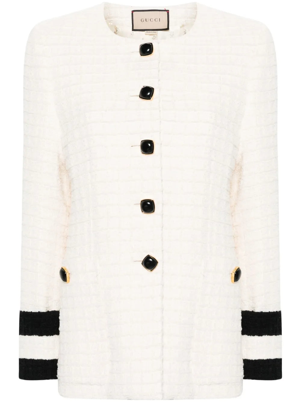 Collarless Tweed Jacket