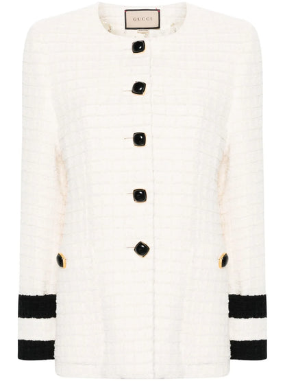 Collarless Tweed Jacket