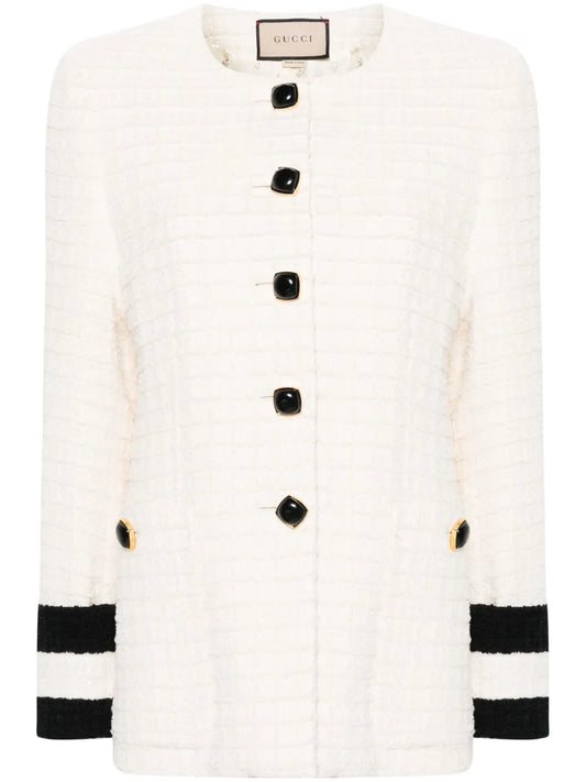 Collarless Tweed Jacket