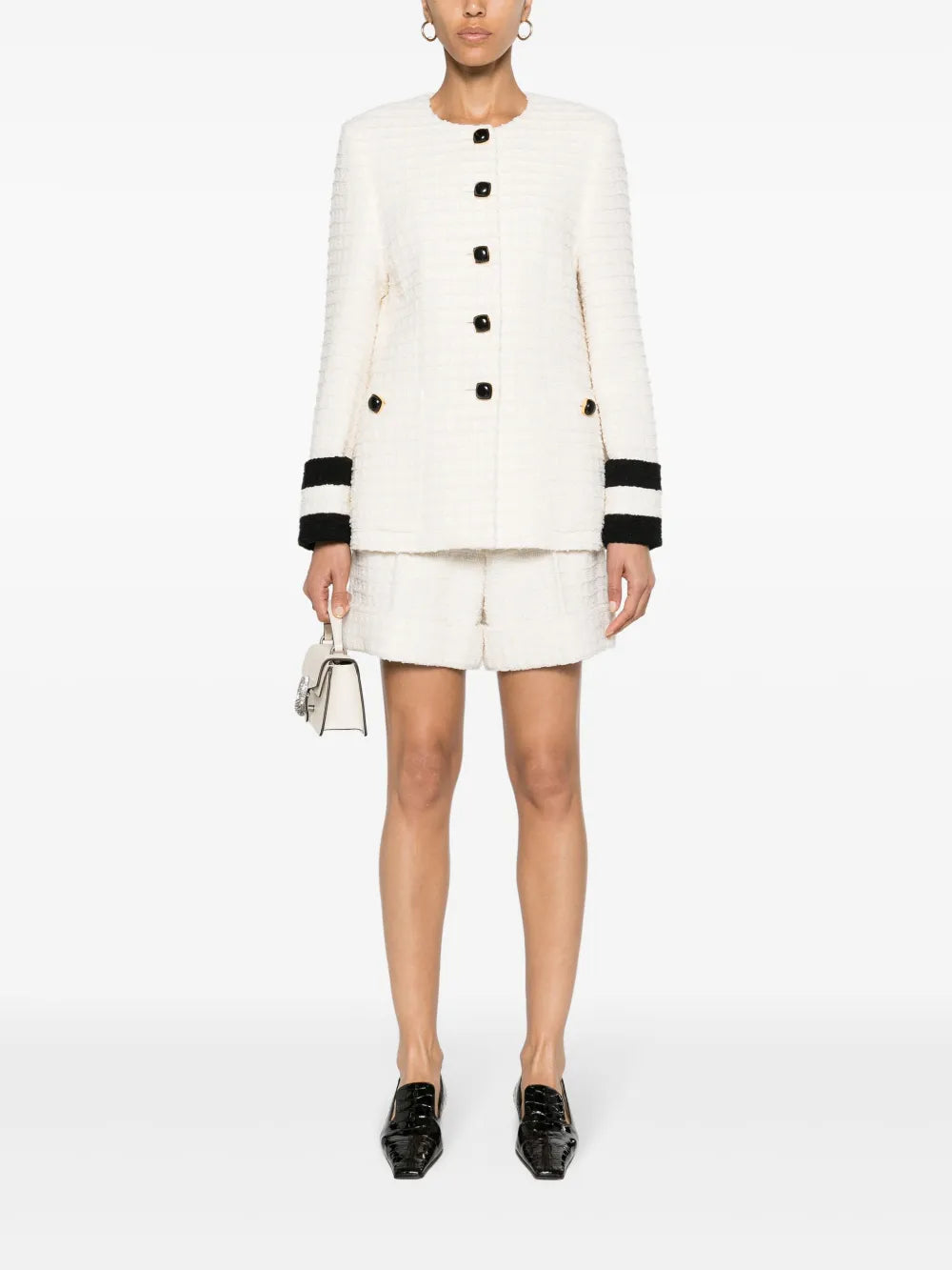 Collarless Tweed Jacket