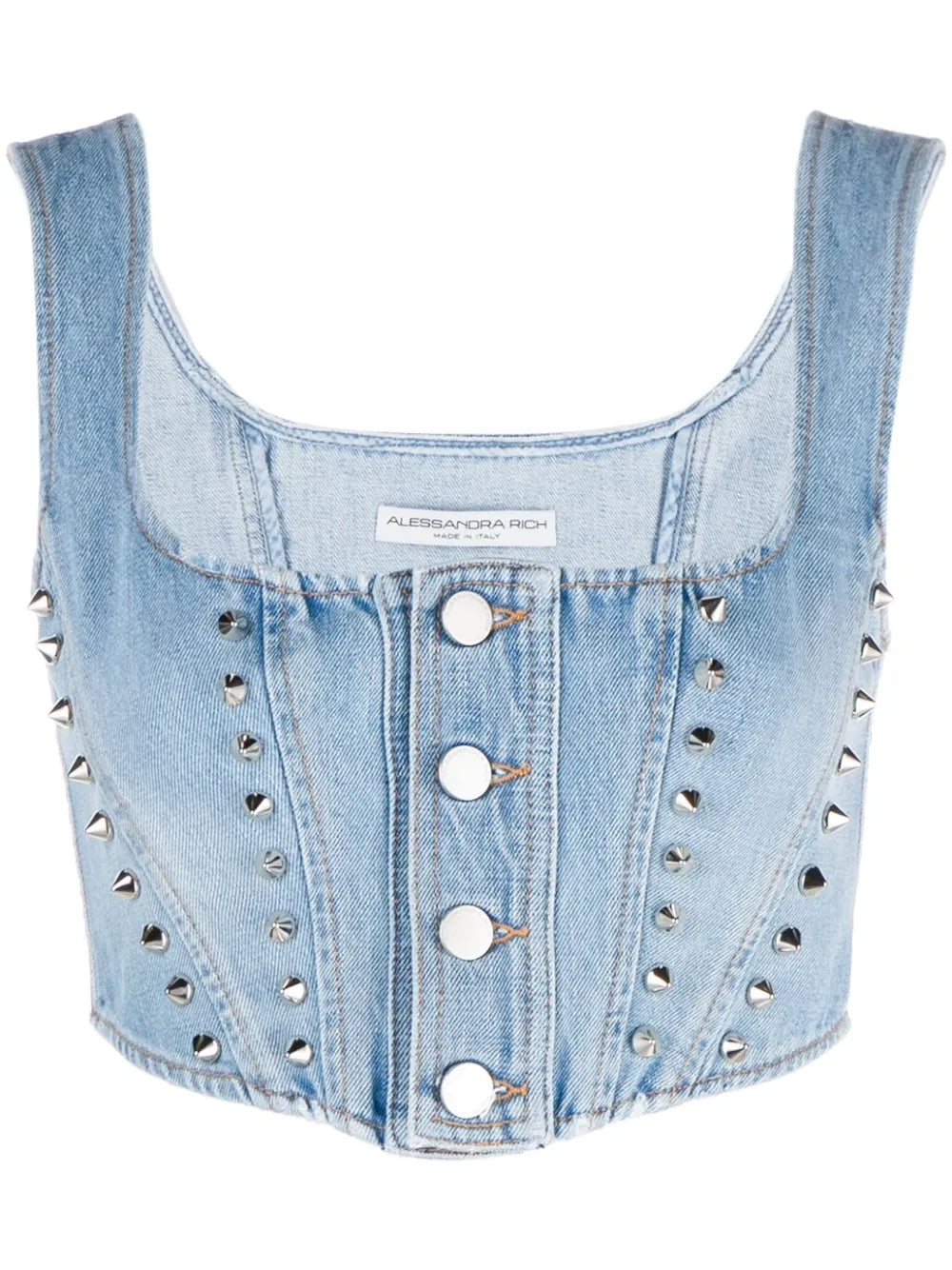 Studded Denim Bustier Top