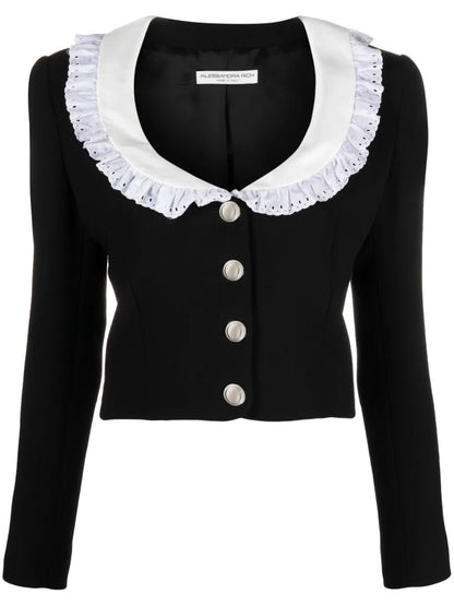 Ruffle-Trimmed Wool Jacket