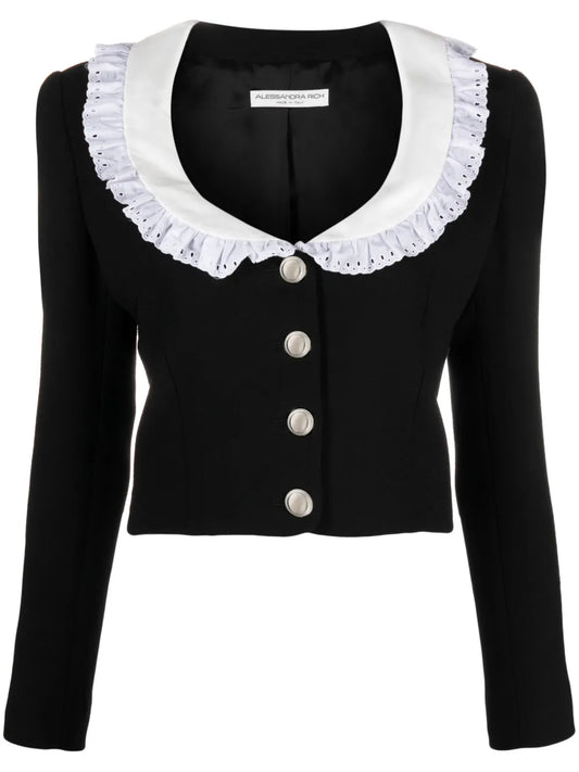 Ruffle-Trimmed Wool Jacket