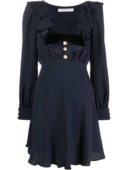 Bow-Embellished Ruffle-Trim Minidress