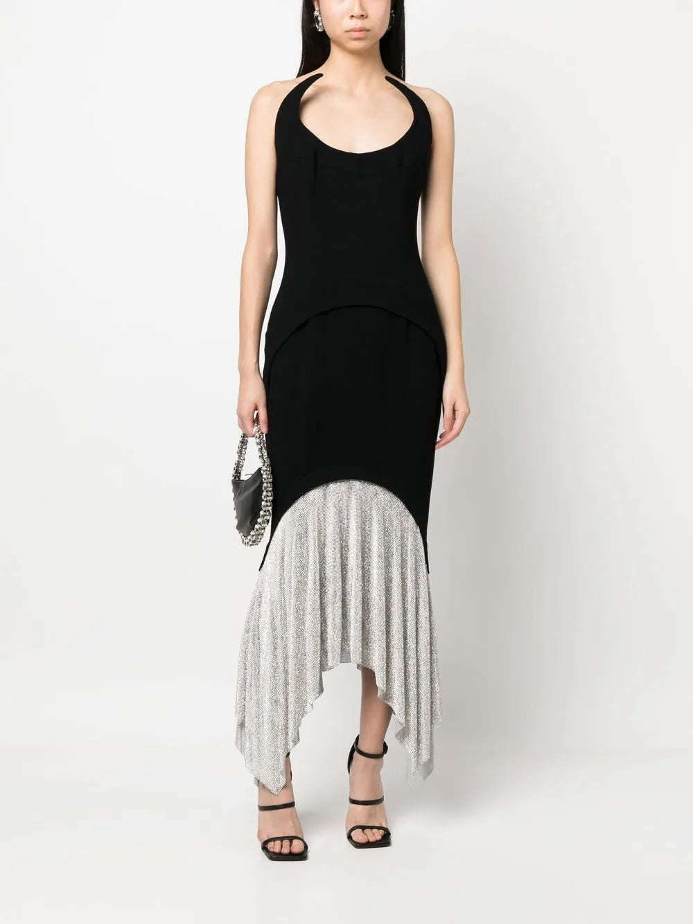 Crystal-Skirt Sleeveless Maxi Dress