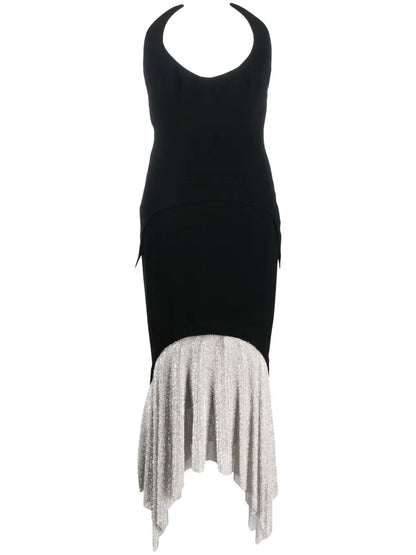 Crystal-Skirt Sleeveless Maxi Dress