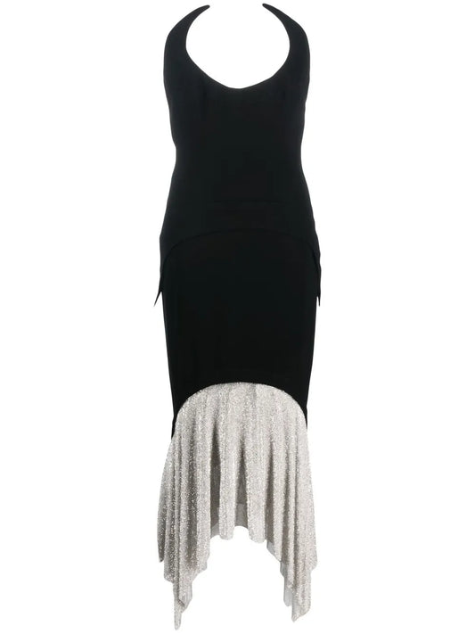 Crystal-Skirt Sleeveless Maxi Dress