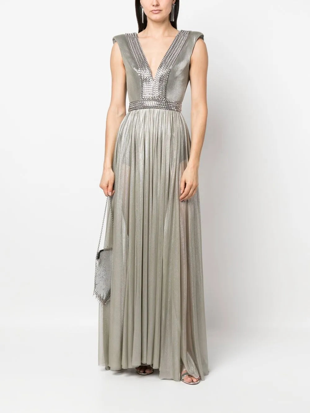 Pleated Tulle Maxi Dress