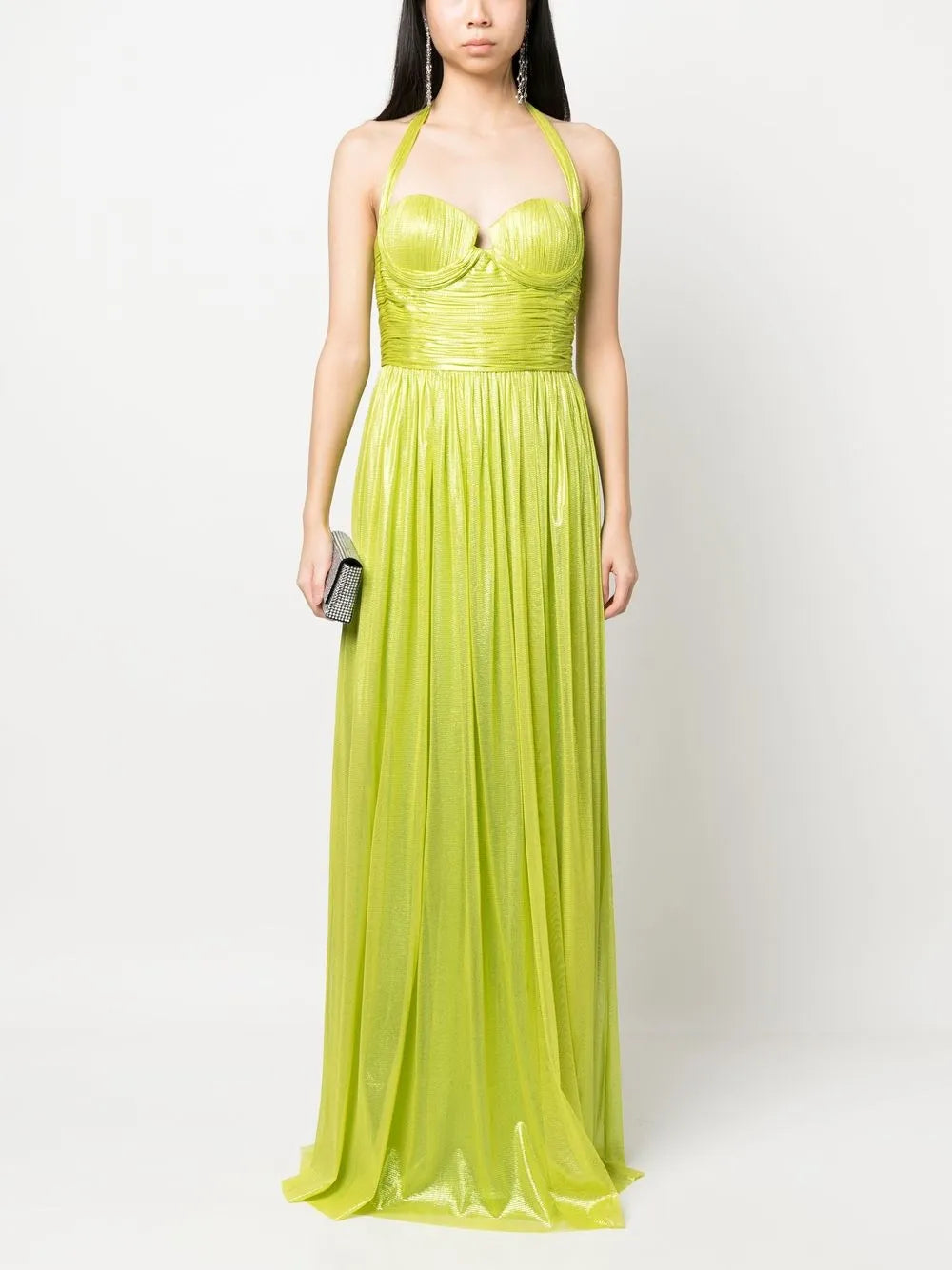 Ruched-Detail Halterneck Maxi Dress
