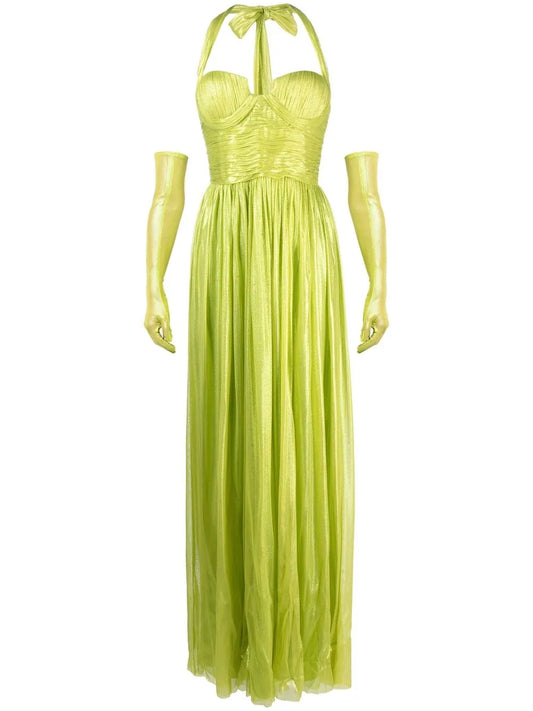 Ruched-Detail Halterneck Maxi Dress