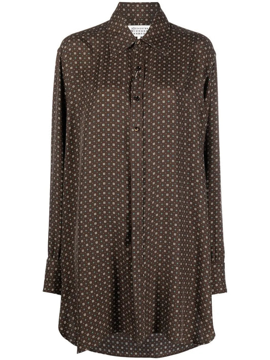 Tie-Print Silk Shirt